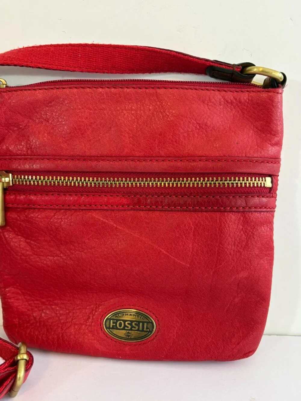 Fossil Red Leather Crossbody Purse